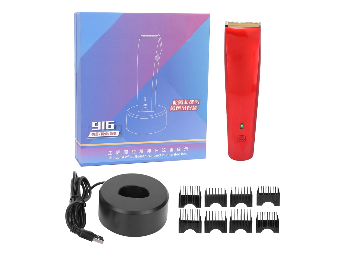 2026 cortadora de Cabelo Elétrico Sem Fio de Aço Inoxidável Profissional Kit de Barbear e Cortar para Homens Vermelho