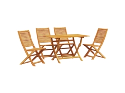 Conjunto 5 De Jantar Rústico Para Jardim Vidaxl Marrom Madeira De Acácia Maciça