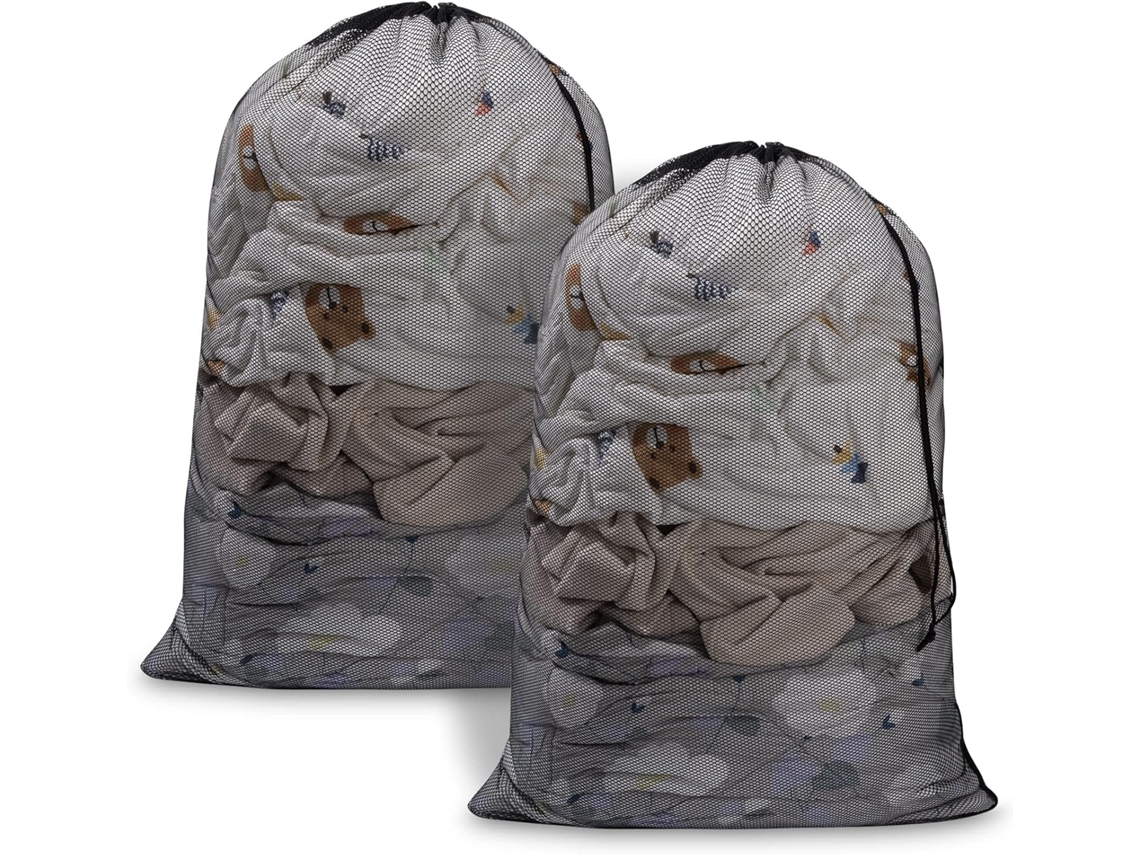 Conjunto de 2 Redes Lavanderia Grandes com Cordão, 68x89 Cm, para Máquina de Lavar BRILVIBERA (pretas, 2 Unidades)