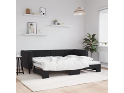 Sofá cama con cajón 80x200 cm terciopelo negro