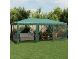 Vidaxl Tenda P/ Festas C/ 10 Paredes Laterais Em Rede 6x4 M Pead Verde