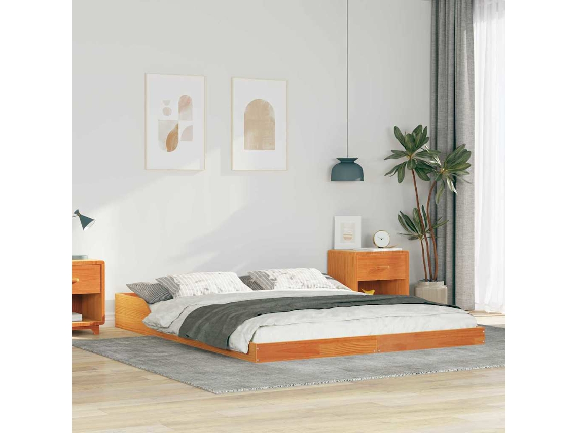 Vidaxl Estrutura Da Cama Marrom Cera 160 X 200 Cm