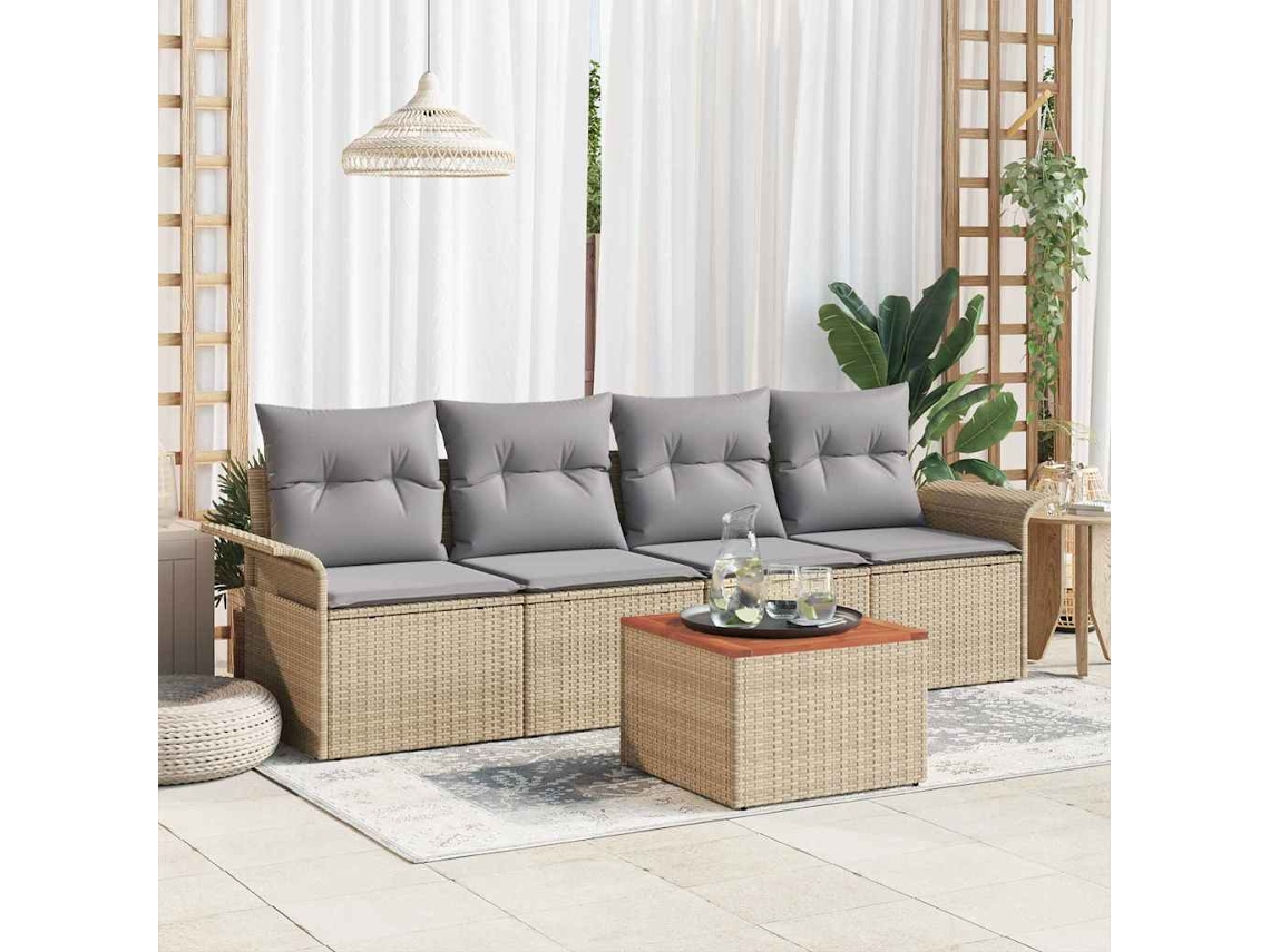 Vidaxl Conjunto De Sofá De Jardim 5 Unid. 4-número De Lugares