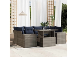 Conjunto de Sofá de Jardim de 5 Peças com Almofadas em Rattan Sintético Preto VIDAXL