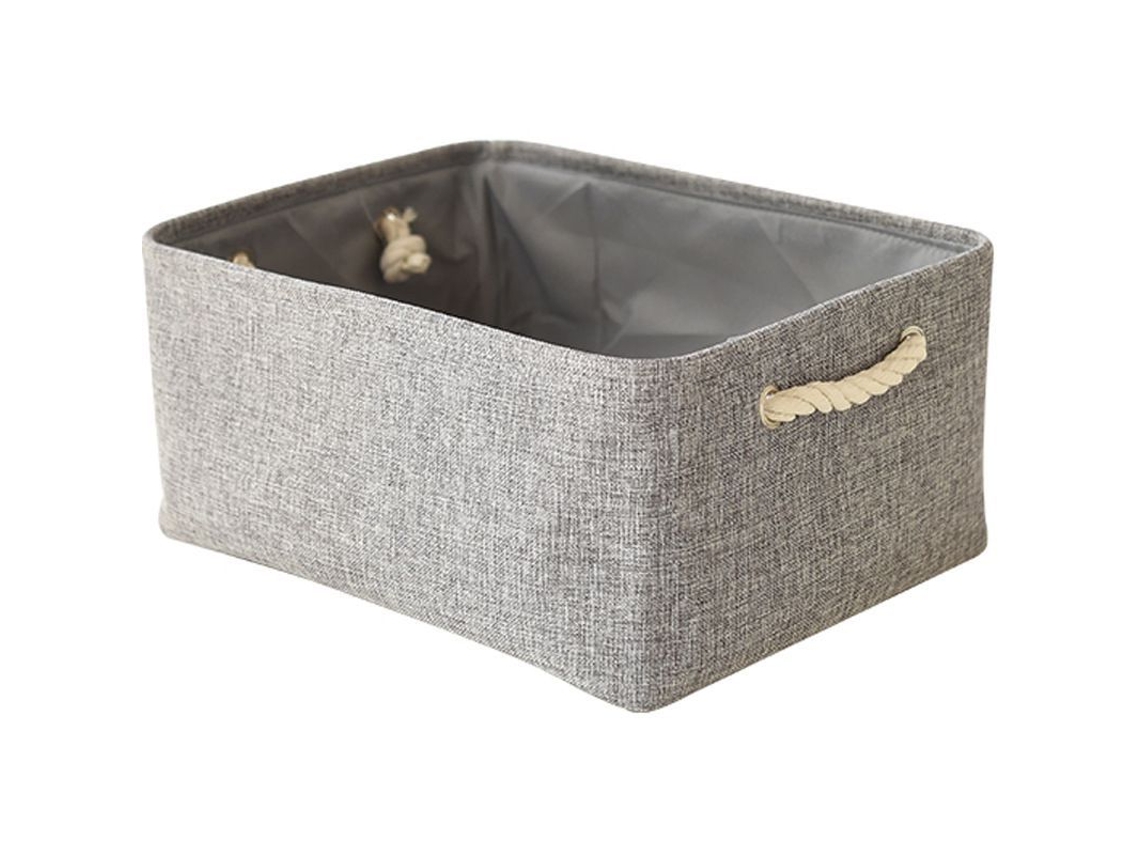 Caixa de armazenamento de tecido de linho, 3 peças, tamanho médio, 35.8x15.7x25.9 cm S/MARCA