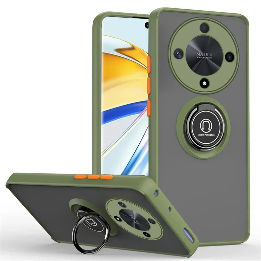 (verde Escuro, Honor Magic4 Lite) Capa Protetora Magnética Fosca Para Carro, Resistente A Impactos E Quedas, Capa Rígida E Durável.