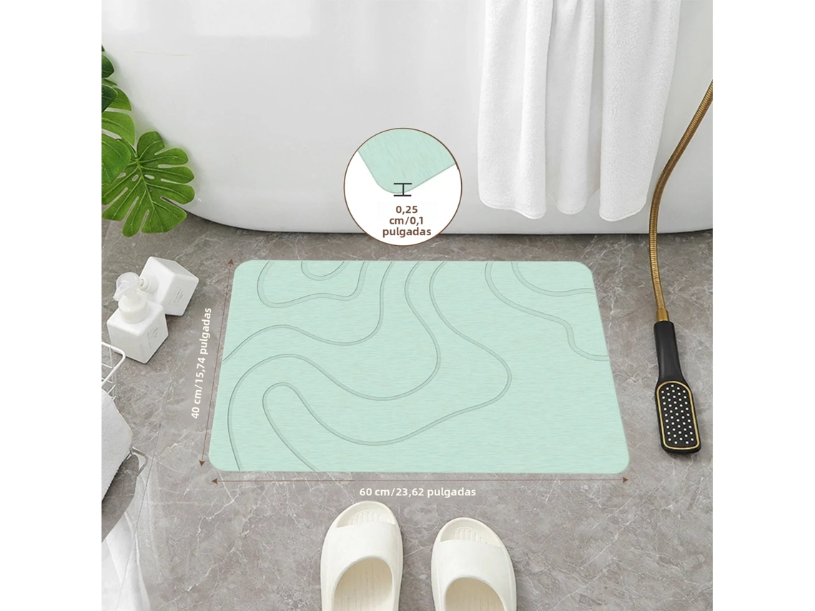 Tapete de Banheiro de Terra Diatomácea, Antiderrapante, Absorvente, de Secagem Rápida, Moderno e Ecológico. MDUG (verde)