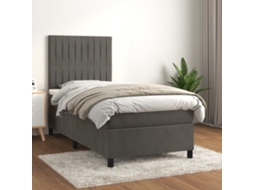 Vidaxl Cama Com Molas/colchão 100x200 Cm Veludo Cinza-escuro