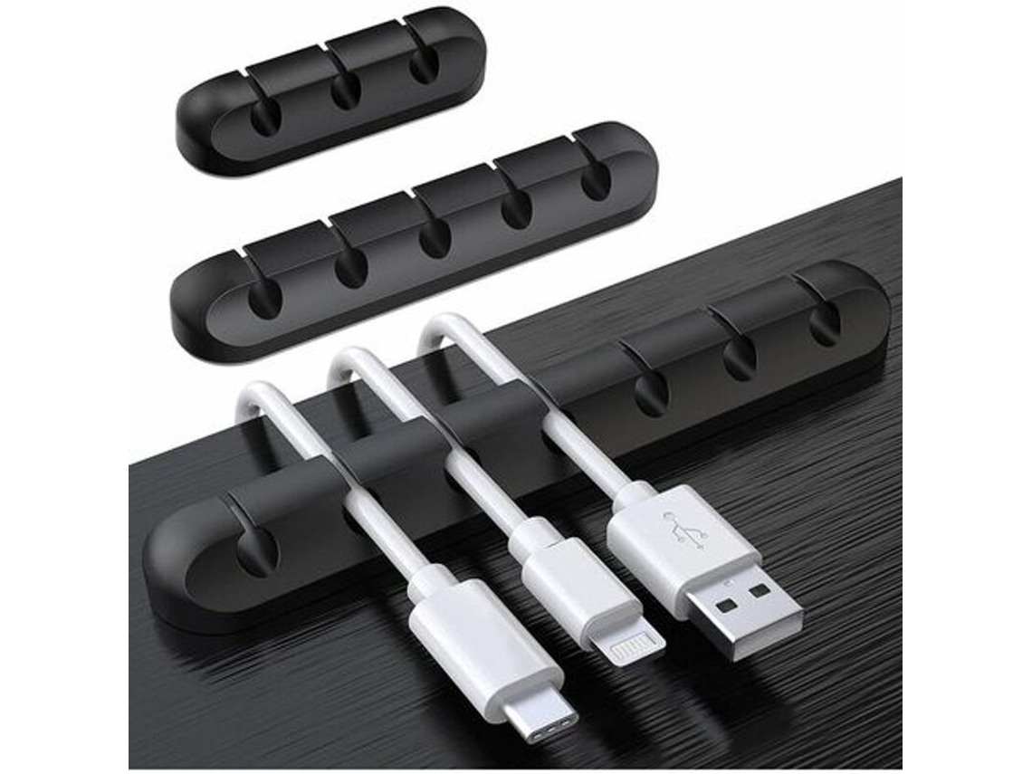 Organizador de cabos de mesa em silicone, 3 peças, suporte para USB, mouse, fones, com buracos | S/MARCA