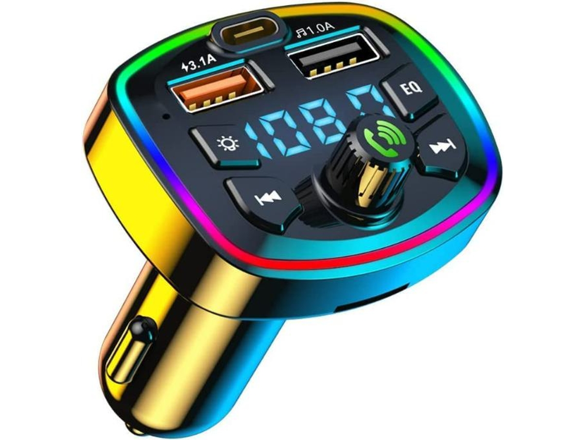 Transmissor Fm Bluetooth Yizhood Q7 Pd42w Qc3.0 Dual Usb Bass Black