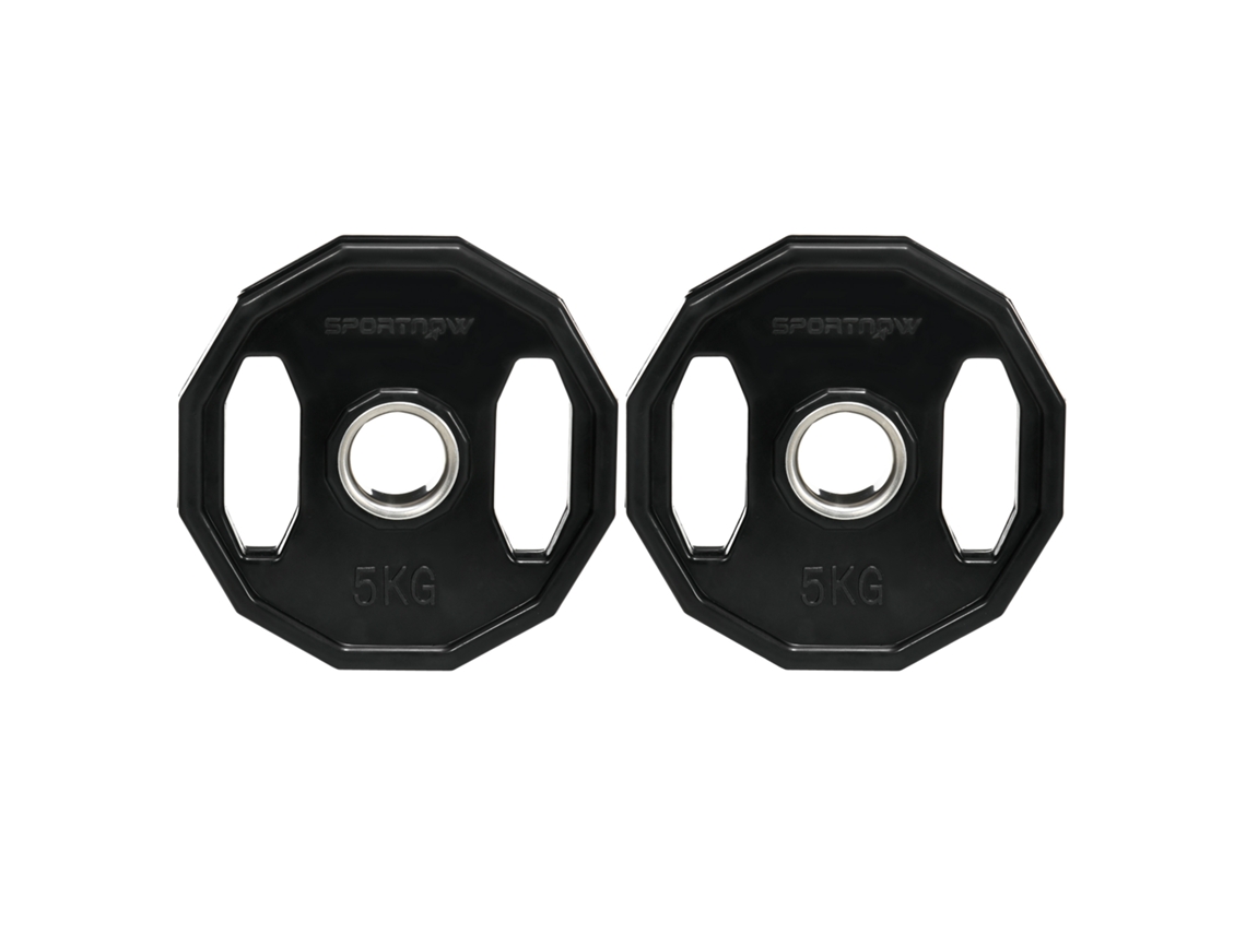 Discos De Musculação Metal E Borracha Cor Preto 24x24x3,5cm Sportnow