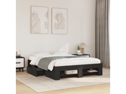 Vidaxl Estrutura De Cama 135x190 Cm Derivados De Madeira Preto