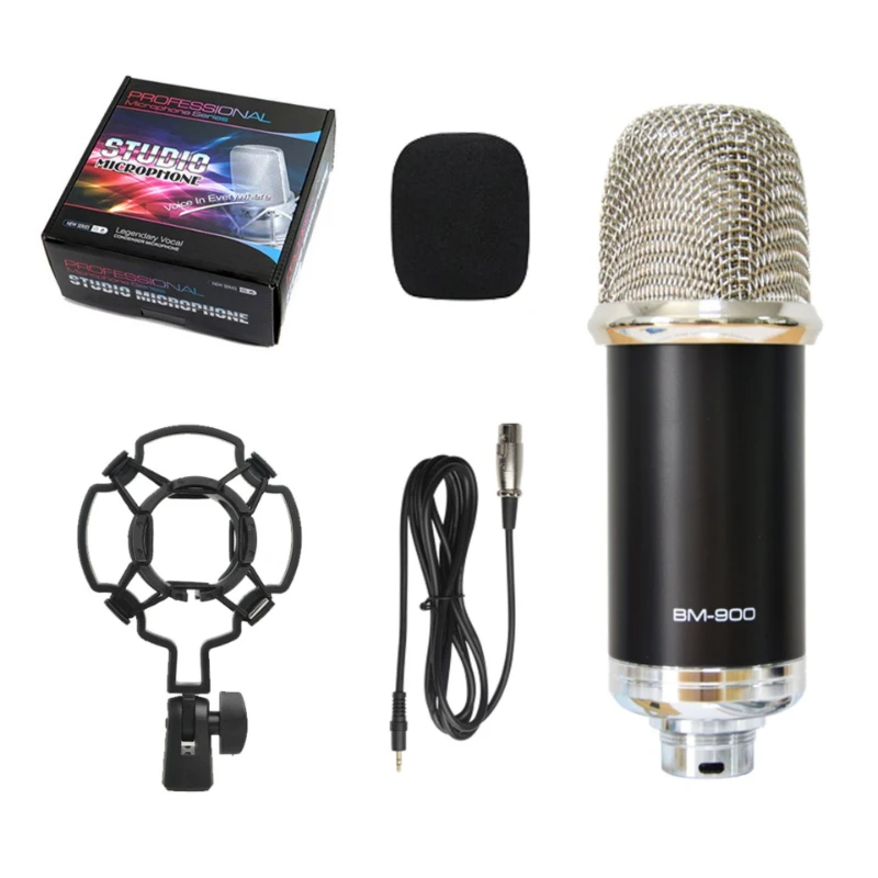 Microfone Condensador para Estúdios de Gravação de Karaokê e Transmissões Ao Vivo. MDUG (prateado preto)