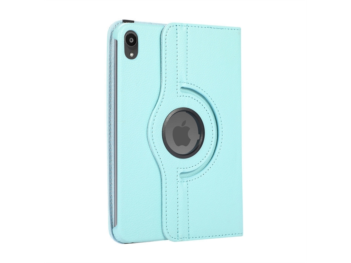 Capa Com Teclado Bluetooth Compatível Com Ipad Mini 1/2/3, Giratória 360°, Suporte Integrado, Cor Azul Celeste
