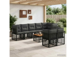 Vidaxl Conjunto De Sofás Para Exterior 9 Pcs Preto E Cinza Escuro