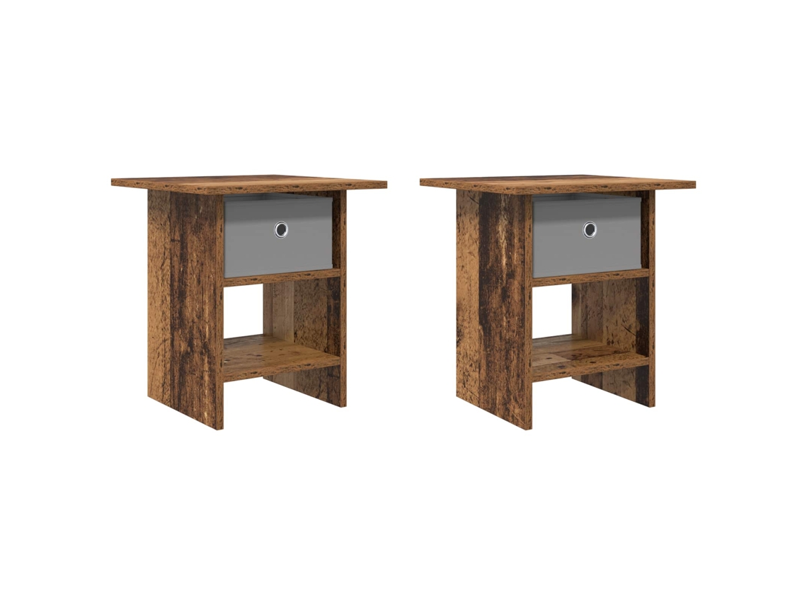 Conjunto 2 Mesa Moderna Vidaxl Castanho Derivados De Madeira (41 X 40 X 45 Cm)