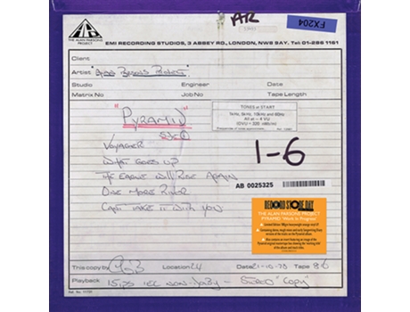 Alan Parsons Project Pyramid Work In Progress Vinil Laranja Edição Limitada Rsd 2024