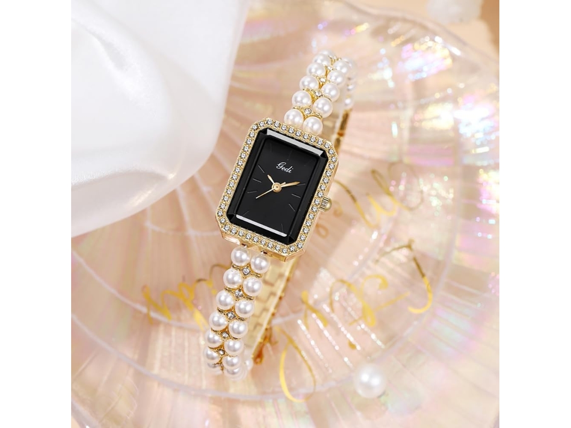Lurelia Relógio Feminino, Detalhes Com Strass, Aço Inoxidável, Rosa