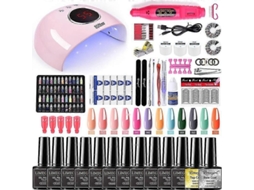 Conjunto Manicure para de Unhas com Lâmpada Uv Led Gel Esmalte Kit Unha Elétrica Broca D e GOKOCO