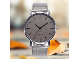 Relógio de pulso unissex Zhoulianfa com pulseira de malha cinza, ideal para uso casual.