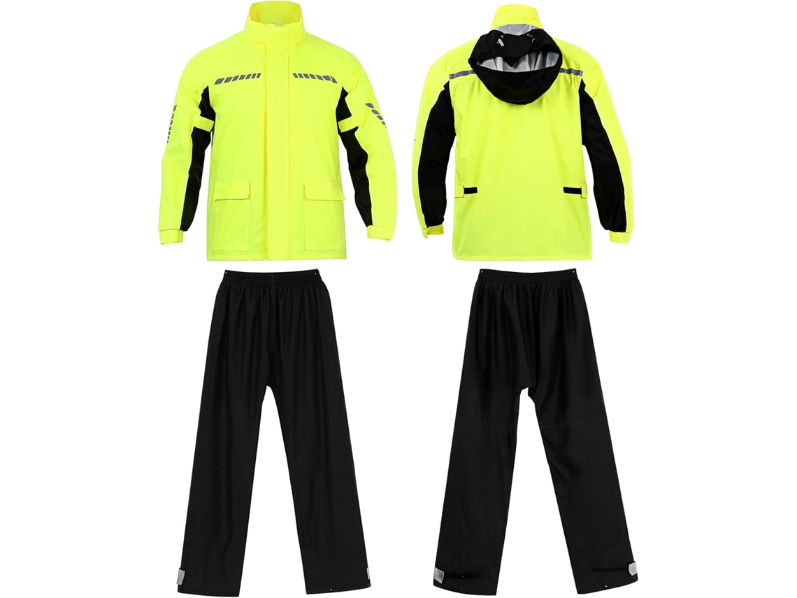 Macacão De Chuva Refletivo Para Motociclismo Masculino Com Capuz.