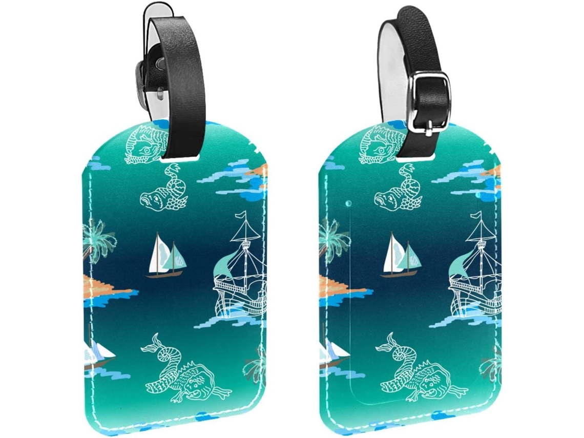 Conjunto De 2 Etiquetas Bagagem Com Alça Segurança Bolsas, Malas E Bagagens, Verde Aquarela