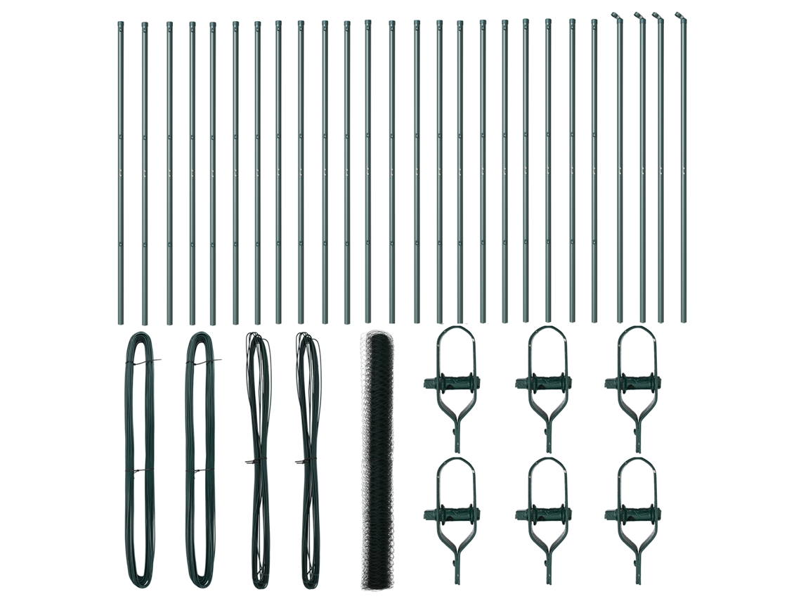 Conjunto 1 Cerca Para Jardim Vidaxl Verde Aço (50 X 1,6 M)