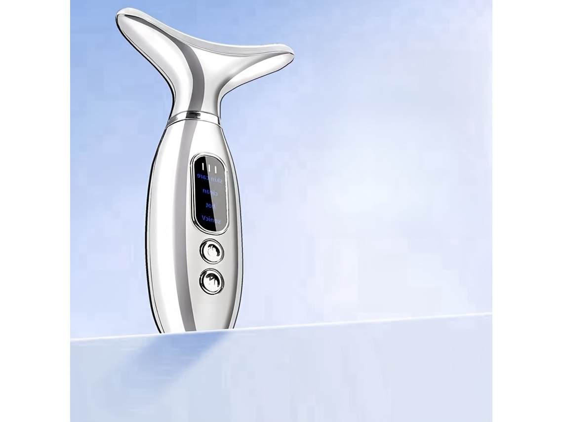 Um Aparelho De Beleza Especificamente Concebido Para Massagem Facial E Do Pescoço, Com Funções De Aquecimento Vibração, Que É Portátil, C...