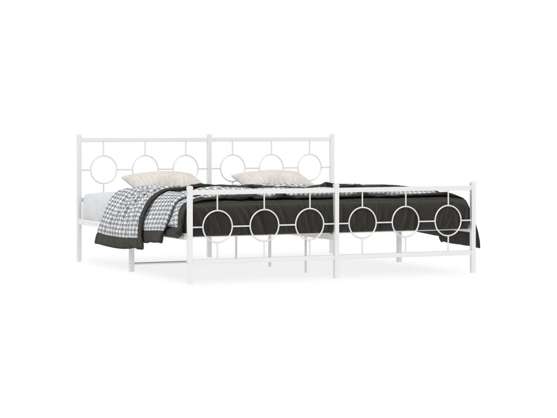 Estrutura de Cama com Cabeceira e Pés Metal Branco MAISON EXCLUSIVE 200x200 cm