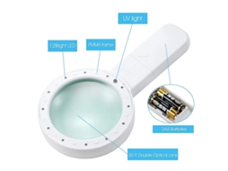 Lupa de Mão Potente com Aumento 30x e 12 Luzes Led, a Melhor Lupa Iluminada de Tamanho Jumbo BRILVIBERA