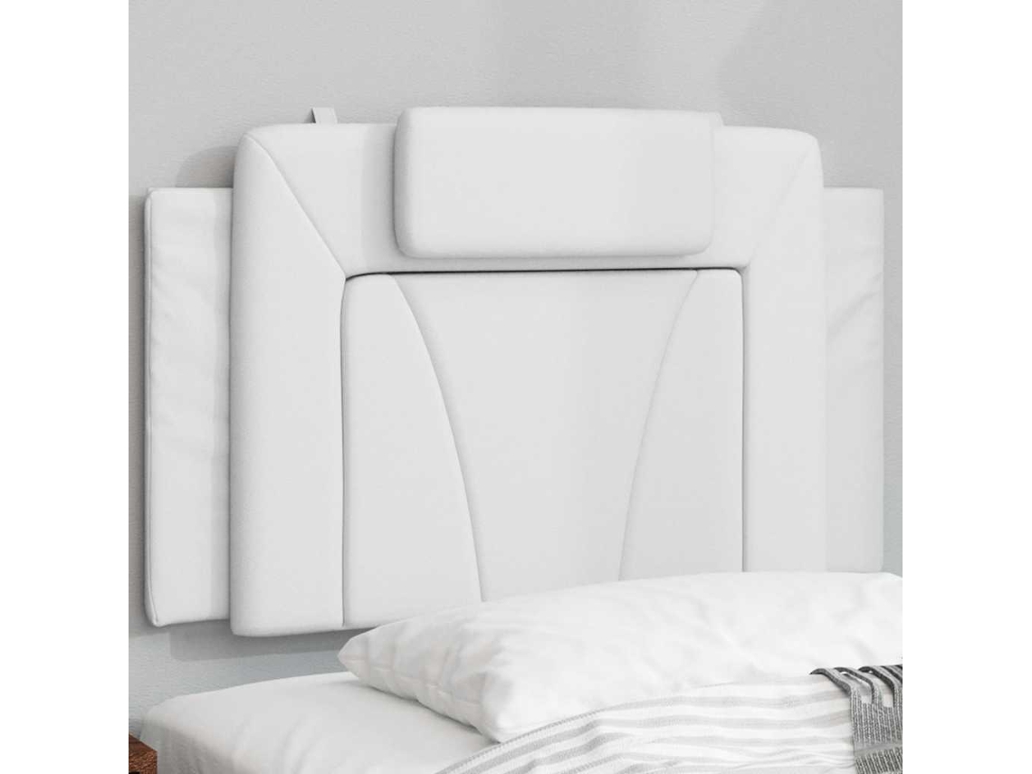Vidaxl Almofadão De Cabeceira Viana 90 Cm Couro Artificial Branco