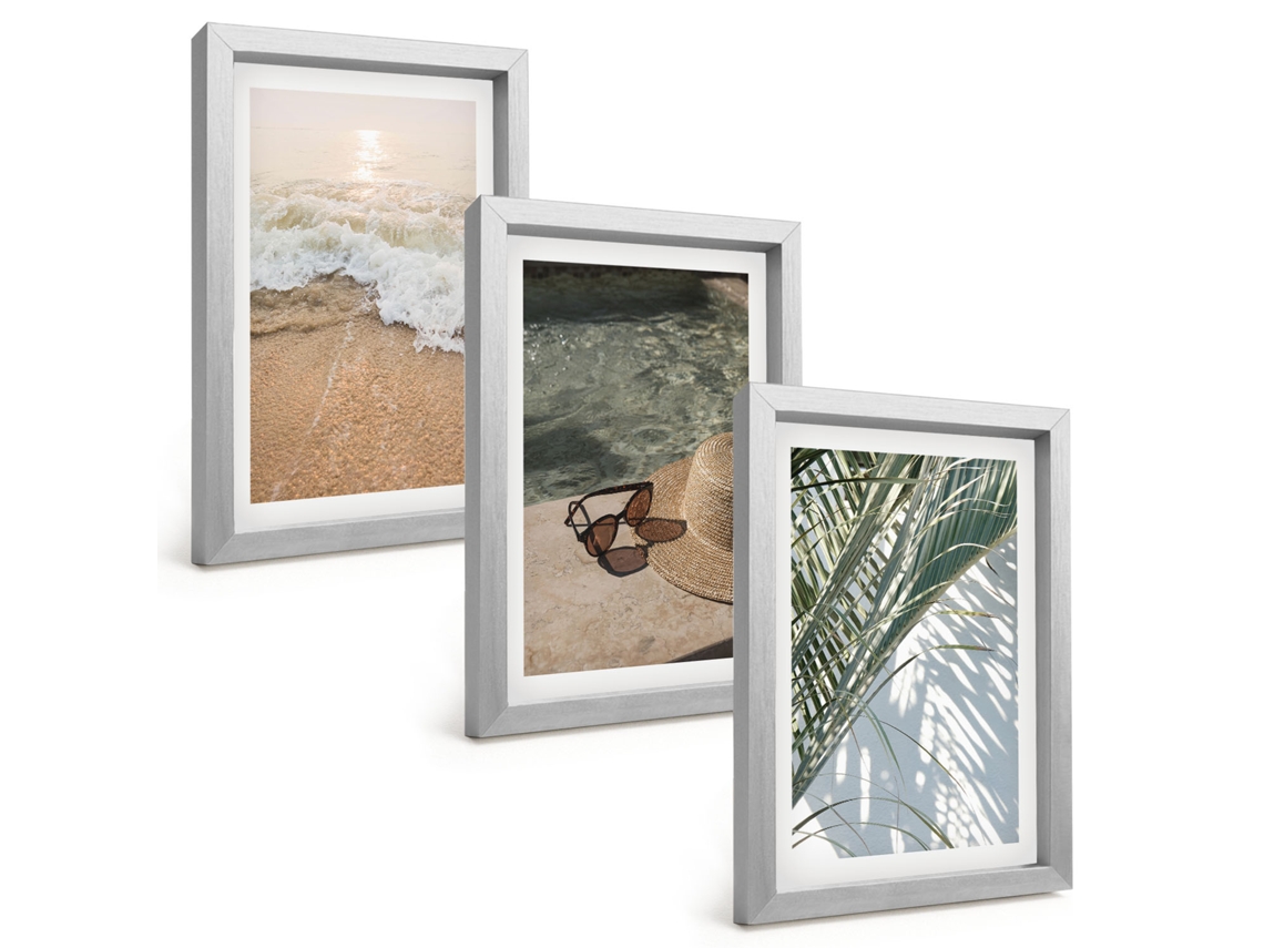 Composição De Quadros Água, Chapéu De Praia, Óculos De Sol Espelharte (3 Peças 20x30 Cm)