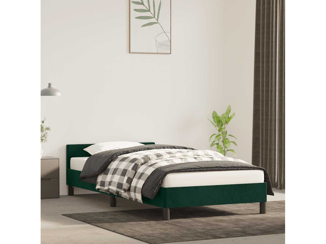 Vidaxl Estrutura De Cama Sem Colchão 90x190 Cm Veludo Verde-escuro