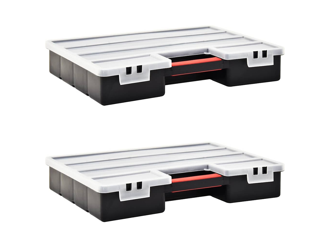 Vidaxl Caixas Com Divisórias Ajustáveis 2 Pcs 460x325x80 Mm Plástico