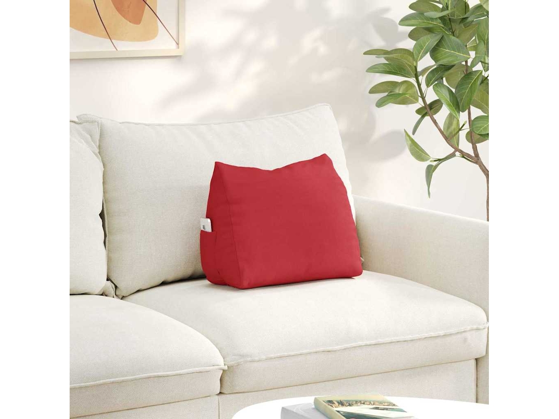 Vidaxl Travesseiro Para Costas Vermelho 45 X 20 X 35 Cm Tecido