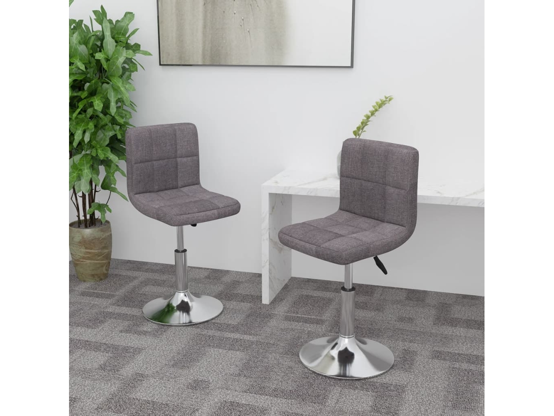 Vidaxl Cadeiras De Jantar Giratórias 2 Pcs Tecido Cinzento-acastanhado