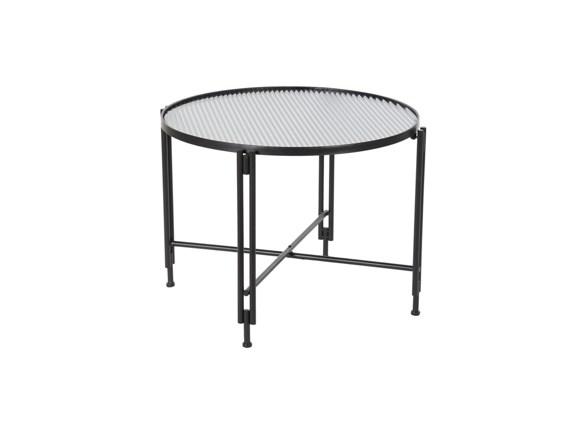 Mesa de Centro Metal com Vidro Preto 63x63x46cm ALEXANDRA HOUSE LIVING