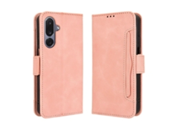 Capa De Couro Tipo Carteira Para Samsung Galaxy M36 5g Com Vários Compartimentos Para Cartões, Rosa