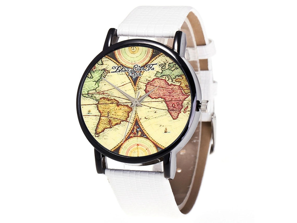 Relógio de pulso feminino analógico de quartzo com pulseira de PU, joia para presente (branco)