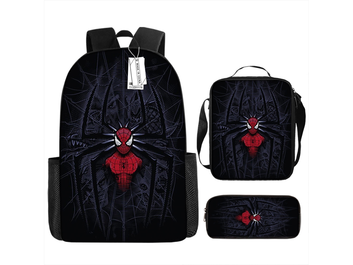 Mochila Do Homem Aranha, Bolsa Escolar, Estojo, Lancheira, Conjunto De Três Peças Slowmoose