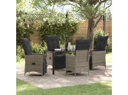Vidaxl Conjunto De Jantar Para Jardim 5 Unid. Cinzeto Vime Pe