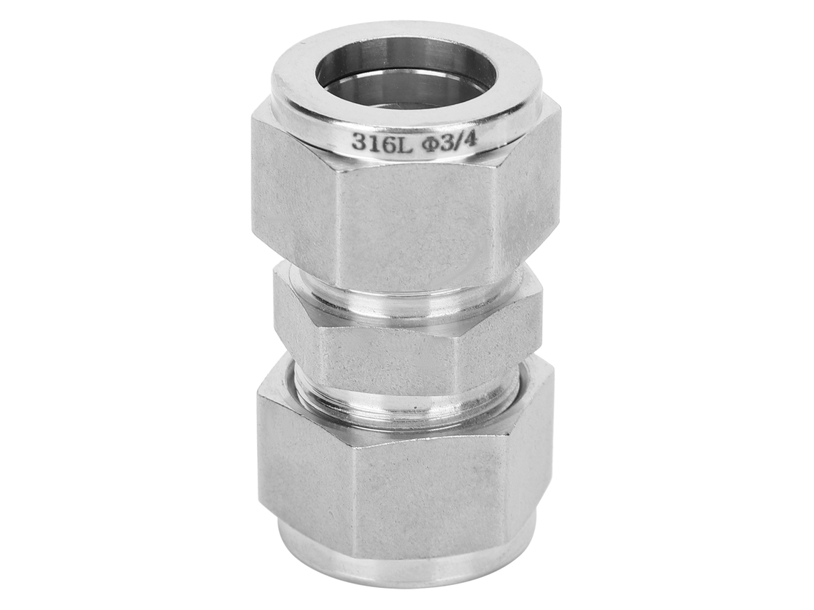 Adaptador de compressão para tubos Yhl em aço inoxidável 316 com virola dupla reta para tubos Ф3/4