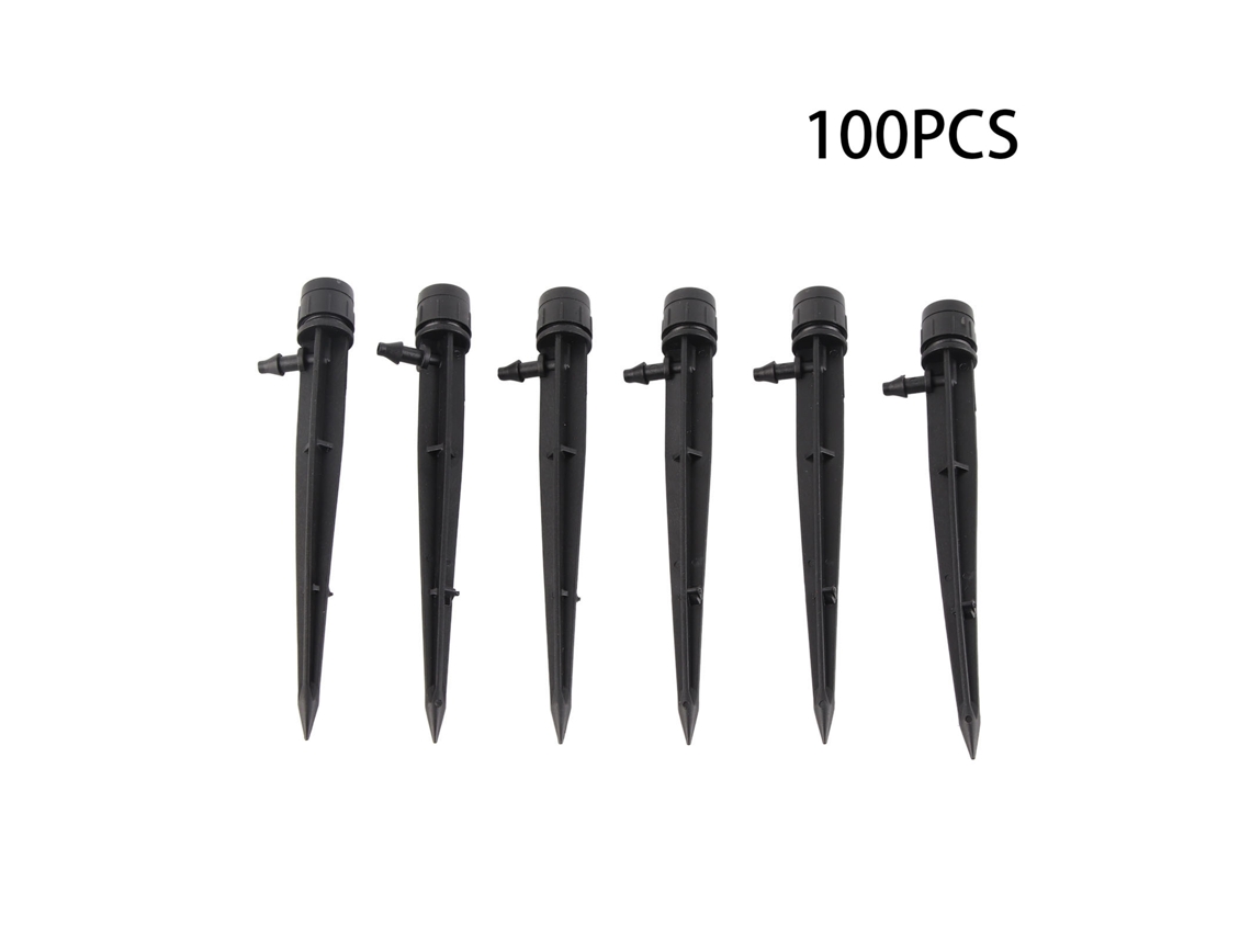 100 Gotejadores Ajustáveis 360º Vazão Água Jardim Irrigação 13cm Preto