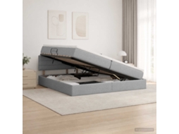 Vidaxl Cama Com Arrumação E Colchão Cinzento-claro 200 X 200 Cm Veludo