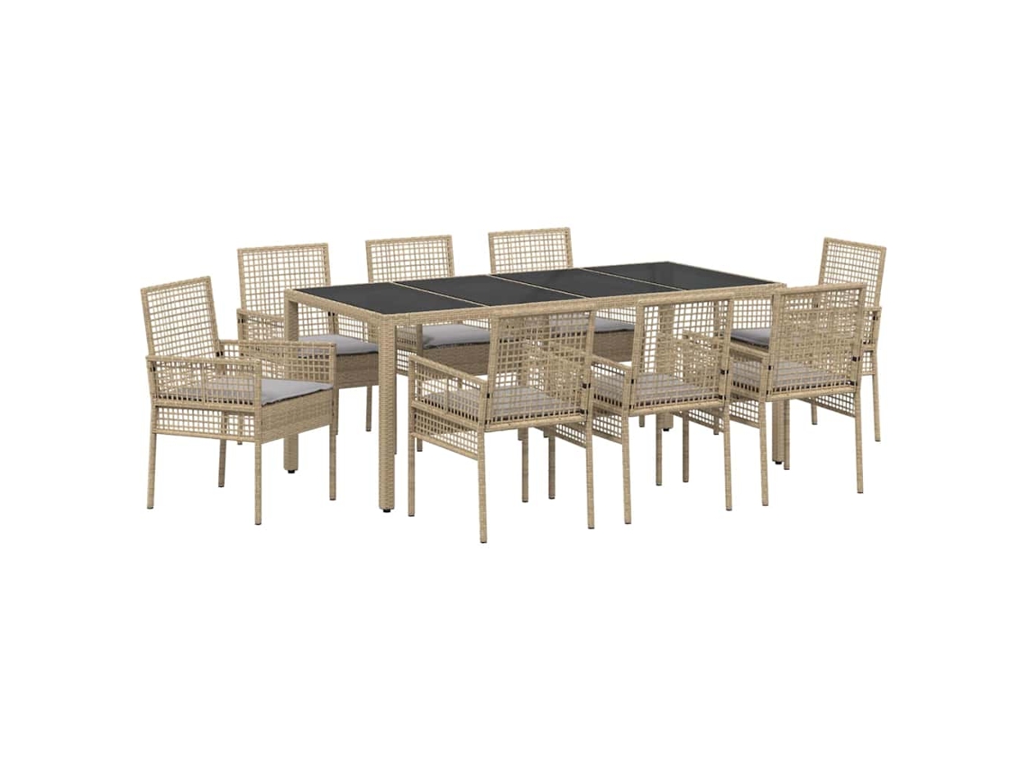 Maison Exclusive - Conjunto De Jantar Para Jardim 9 Pcs Bege Vime Pe