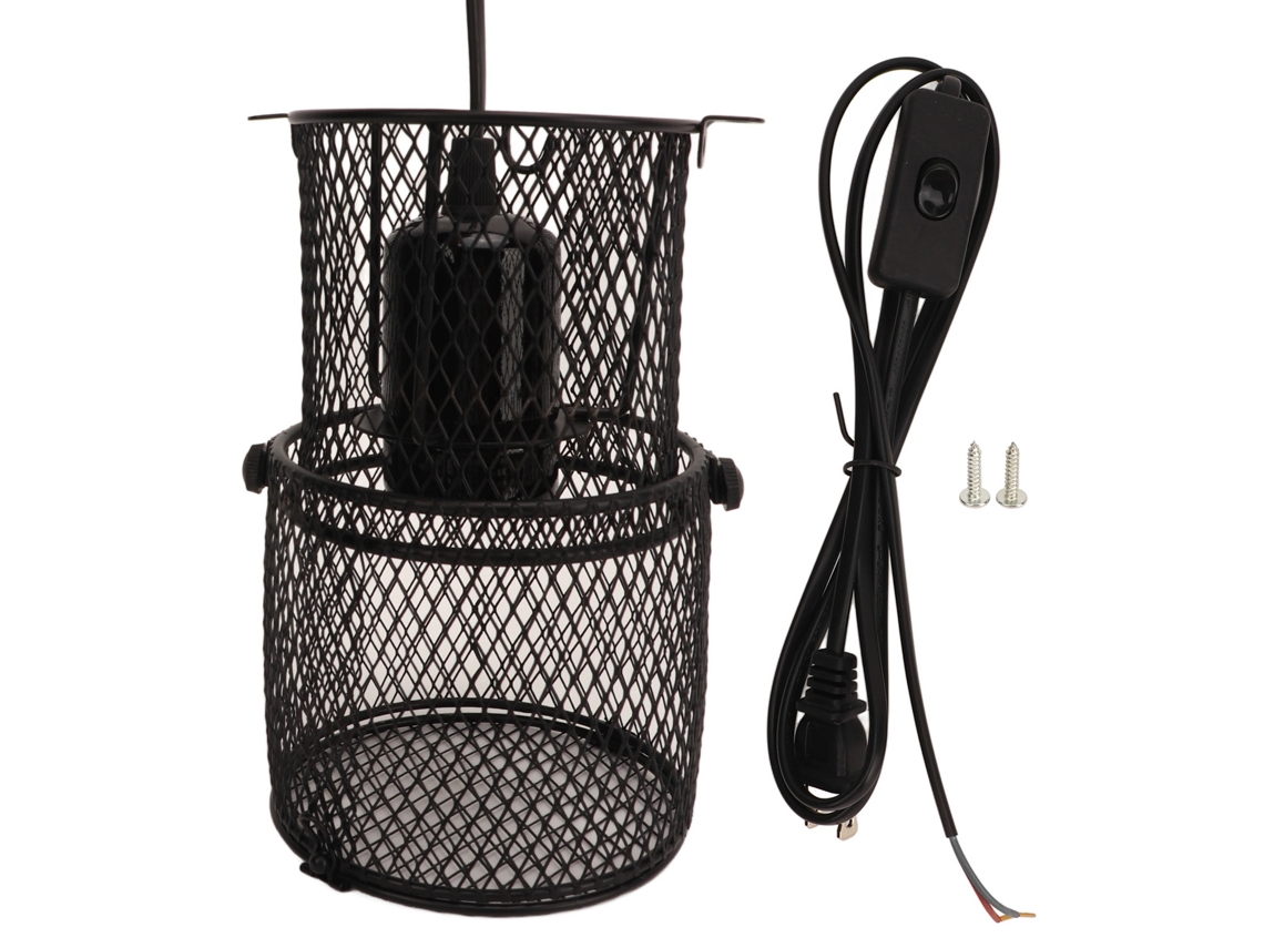 2026 protector de Rede Retrátil para Lâmpada de Calor de Réptil com Base Cerâmica E27 e Plug Us 110‑120v
