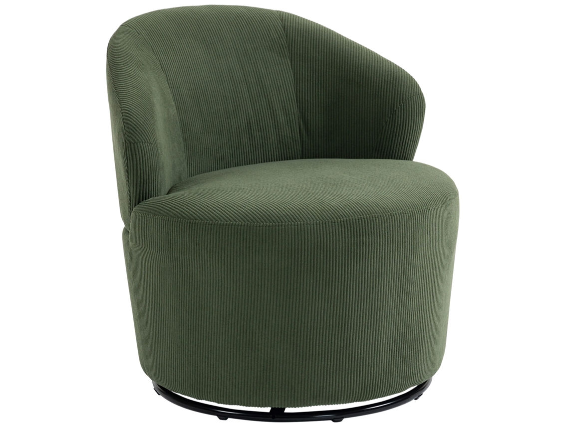 Poltrona Giratória 360° Com Base Redonda, Para Sala E Quarto, Verde