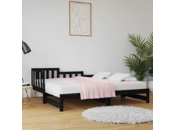 Vidaxl Sofá-cama De Puxar 2x(80x200) Cm Pinho Maciço Preto