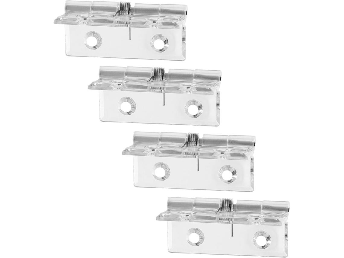 Conjunto De 4 Dobradiças Transparentes Acrílico Com Mola Para