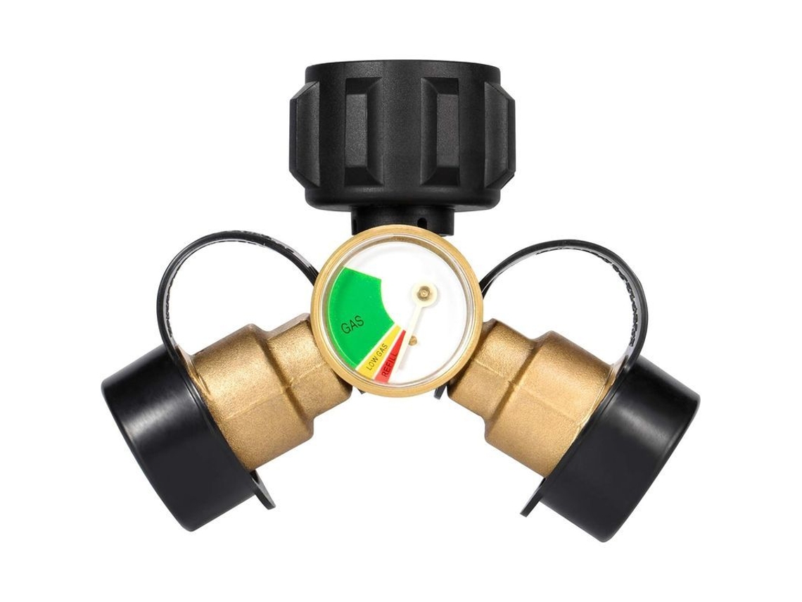 2026 divisor de Propano 2 Vias com Medidor, Adaptador de Tanque de Propano para Churrasqueira